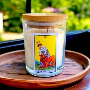 Strength Tarot Card Candle lavender mint